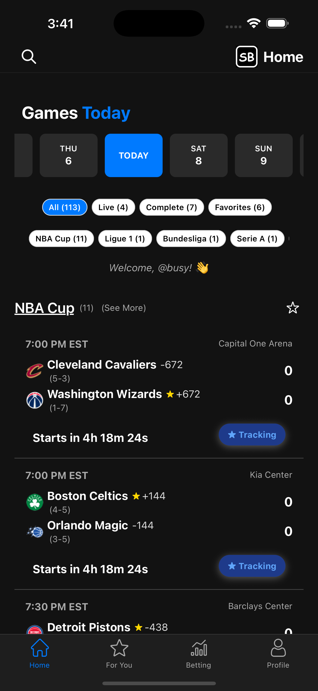 SportBusy dark mode