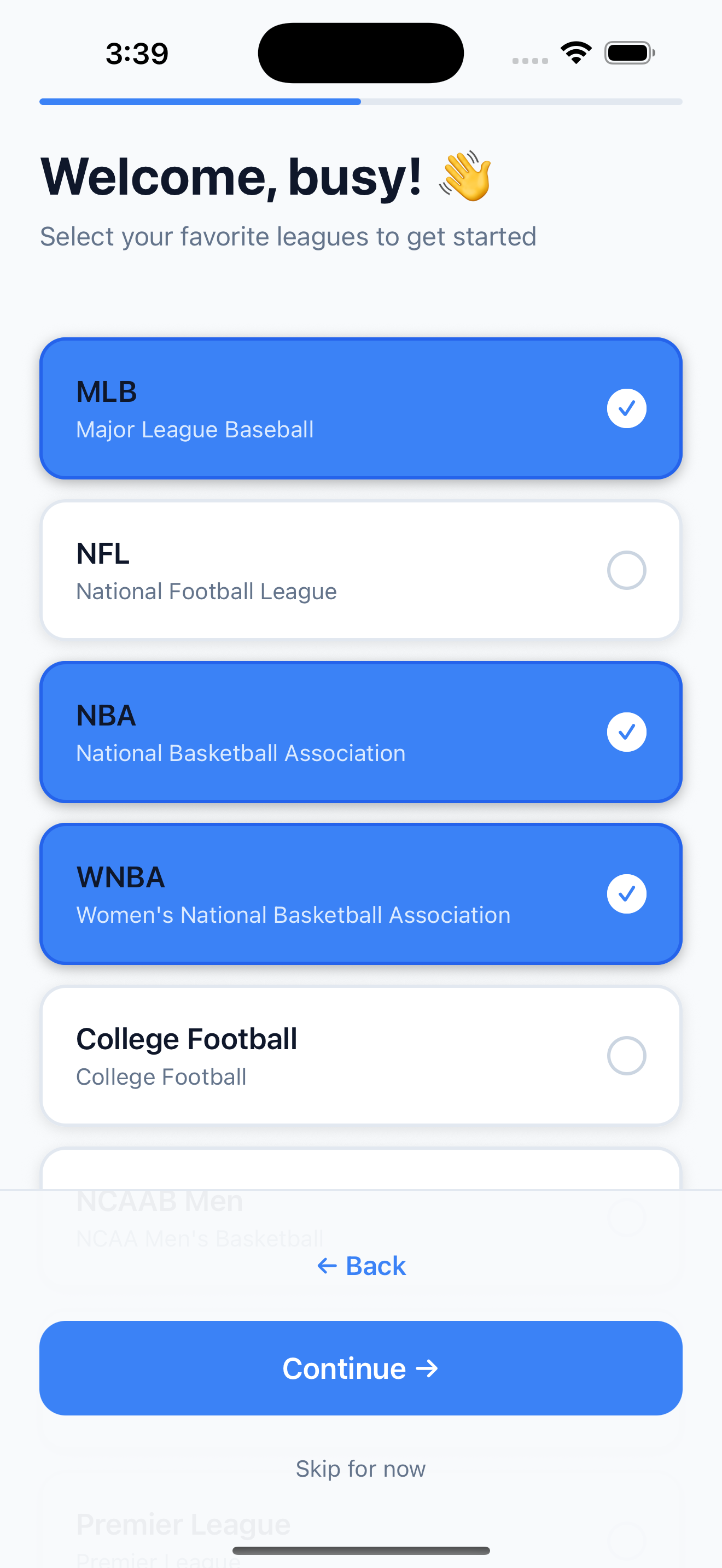 SportBusy onboarding
